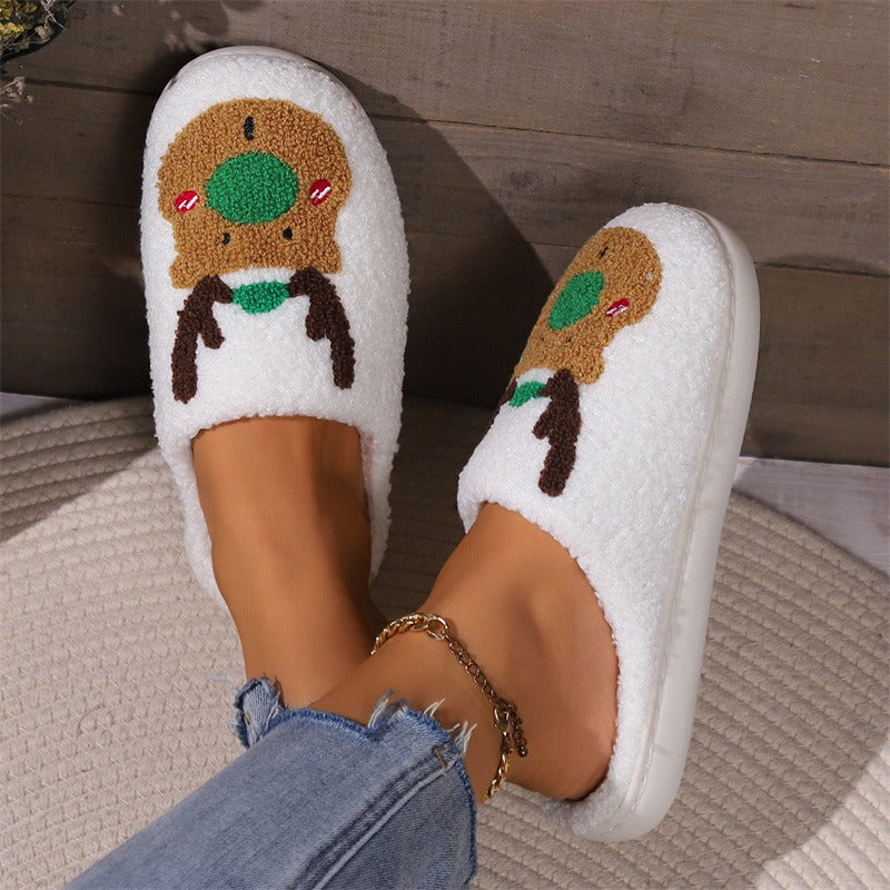 Christmas Elk Cotton Slippers Women's Autumn and Winter Home Furnishing Couple Warm Home Furnishing Plush