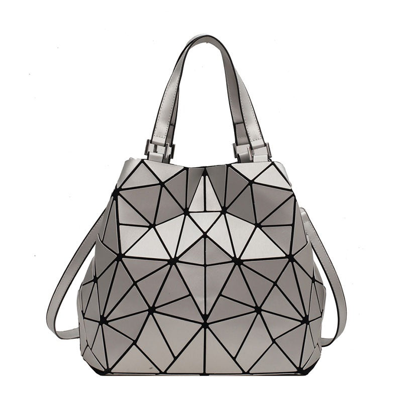 New internet celebrity fashion stitching geometric rhombus handbag texture large capacity shoulder tote bag