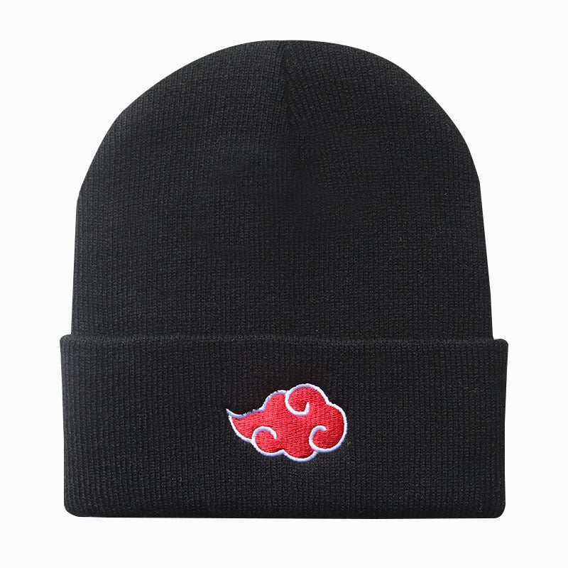 Autumn Winter Anime Hat Akatsuki Cosplay Red Cloud Embroidery Knitted Hat Woolen Cap Keep Warm Unisex