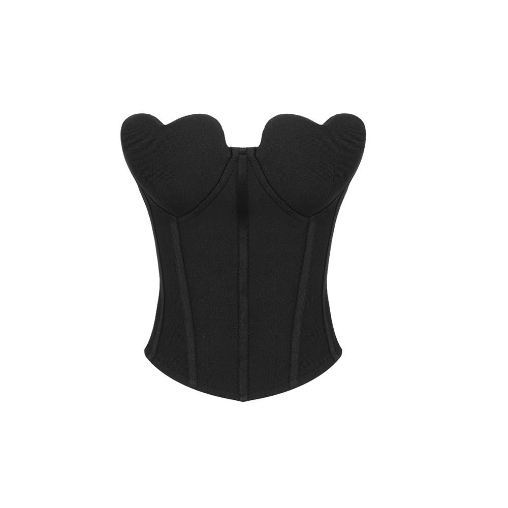 Solid Knitted Tank Top For Women Strapless Sleeveless Backless Patchwork Zipper Sexy Vest Female