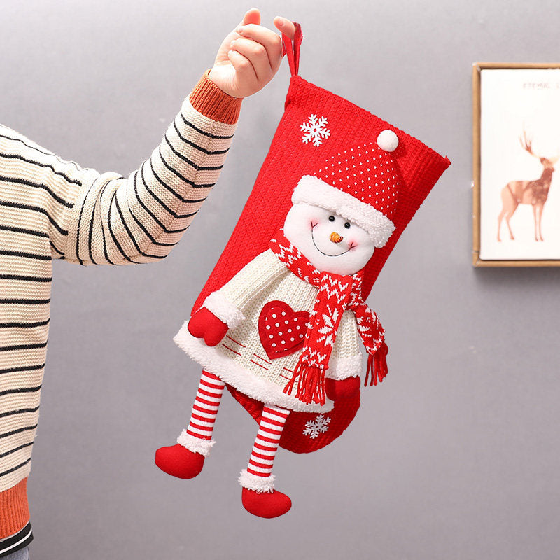 Christmas Sock Bag Knitted Stereo Snowman Gift Bag Christmas Eve Candy Socks Children Christmas Gift Socks