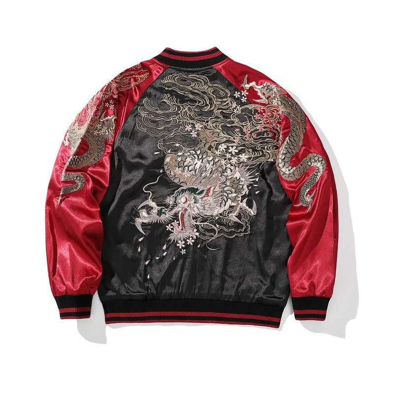 Heavy industry embroidery men's cotton coat four mythical beasts and dragon embroidered cotton coat personality