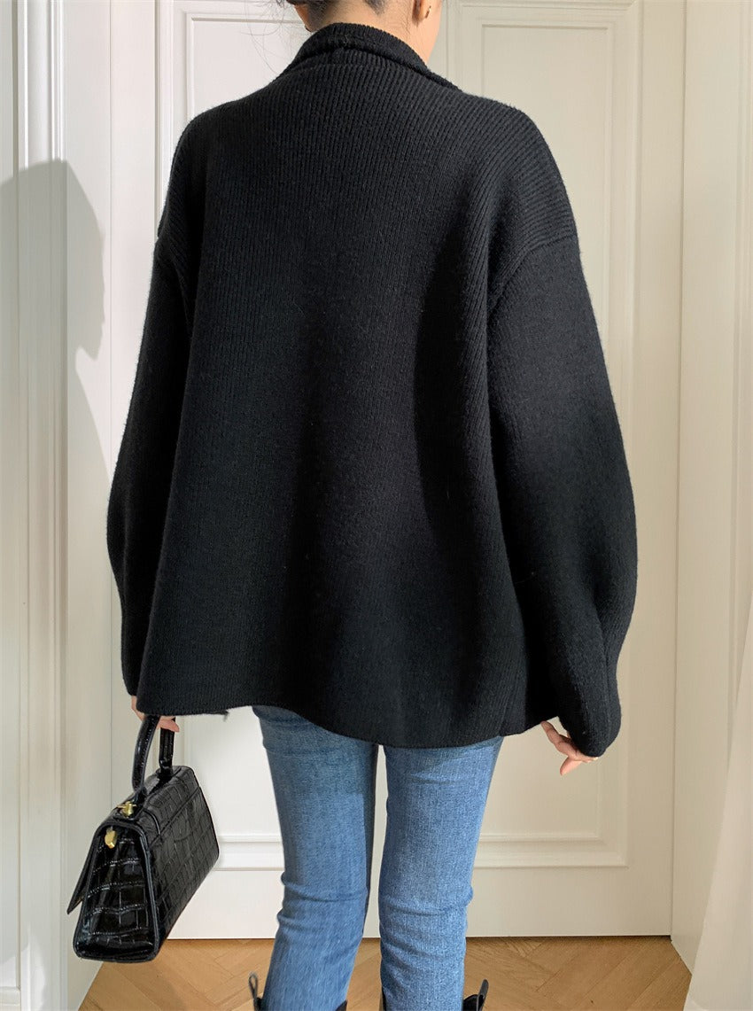 Knitting Women Sweater Long Sleeves Outdoor Solid Color