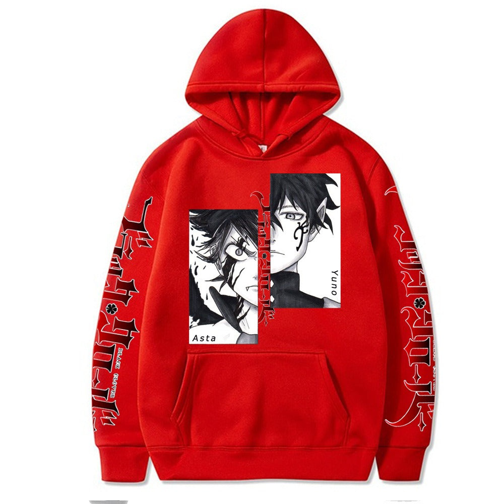 Black Clover Japanese Comic Print Loose Hooded Sweatshirt Hoodie for Men