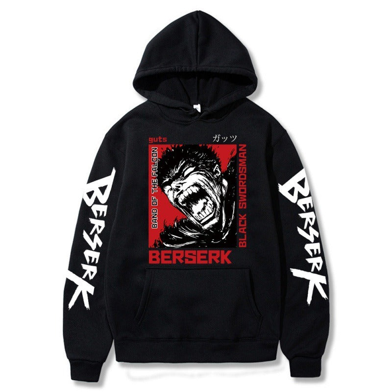 Anime Print Berserk Sword Wind Legend Gus Padded Student Pullover Sweatshirt Hoodie