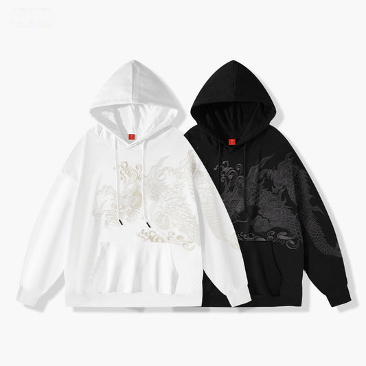 Ying and yang twin dragon hoodies