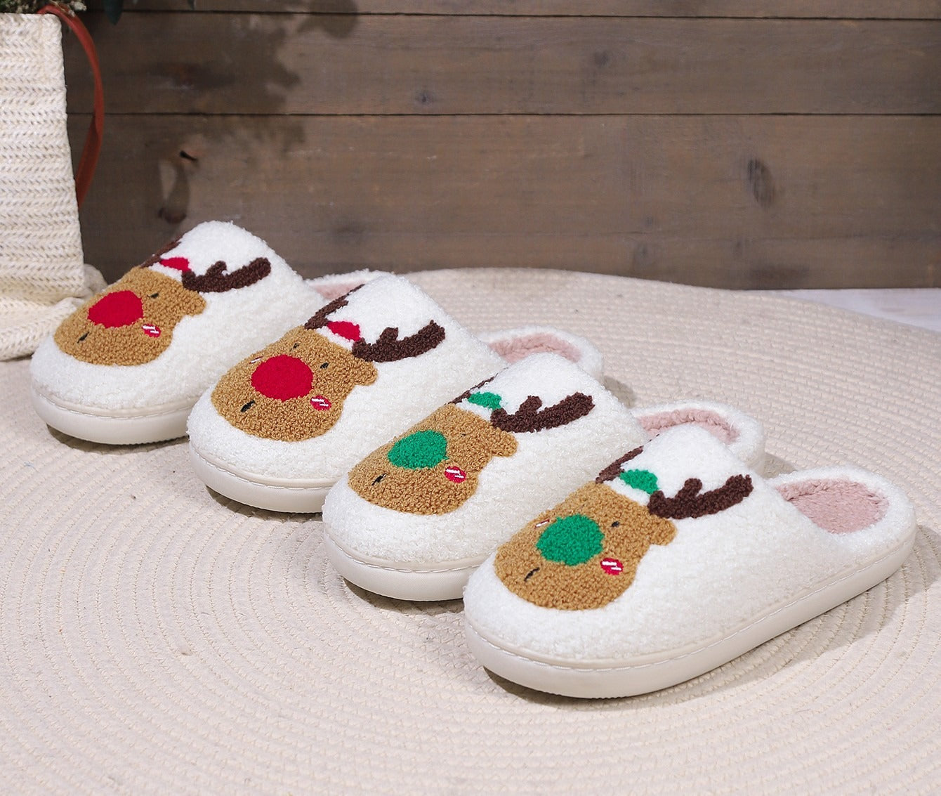 Christmas Elk Cotton Slippers Women's Autumn and Winter Home Furnishing Couple Warm Home Furnishing Plush